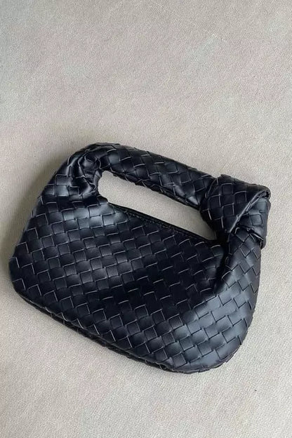 Helena Evening Clutch Bag - PU Leather Woven Chain Handle