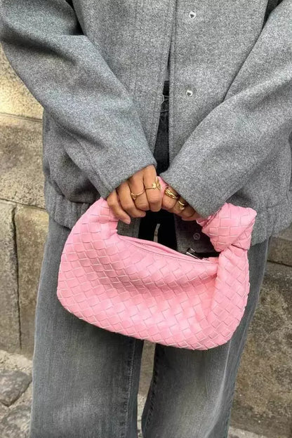 Helena Evening Clutch Bag - PU Leather Woven Chain Handle