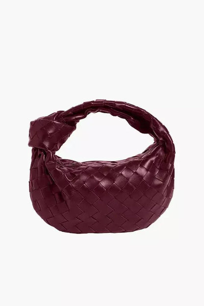 Helena Evening Clutch Bag - PU Leather Woven Chain Handle