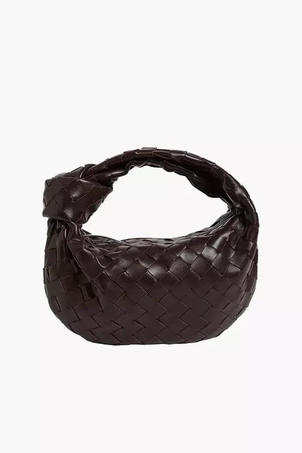 Helena Evening Clutch Bag - PU Leather Woven Chain Handle