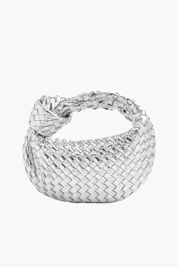 Helena Evening Clutch Bag - PU Leather Woven Chain Handle