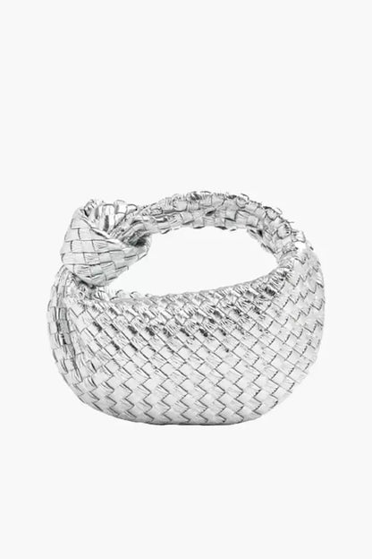 Helena Evening Clutch Bag - PU Leather Woven Chain Handle