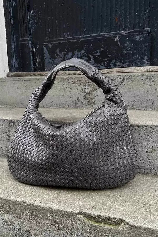 Leona Hobo Bag - PU Leather Woven Everyday Carryall