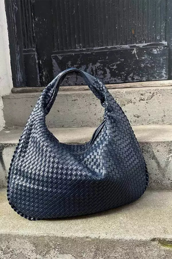 Leona Hobo Bag - PU Leather Woven Everyday Carryall