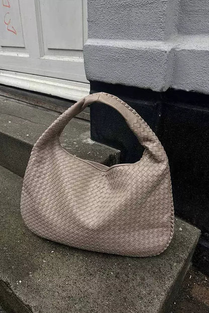 Leona Hobo Bag - PU Leather Woven Everyday Carryall