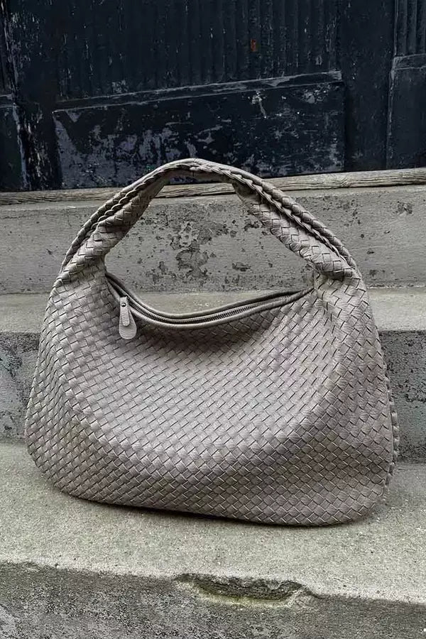Leona Hobo Bag - PU Leather Woven Everyday Carryall