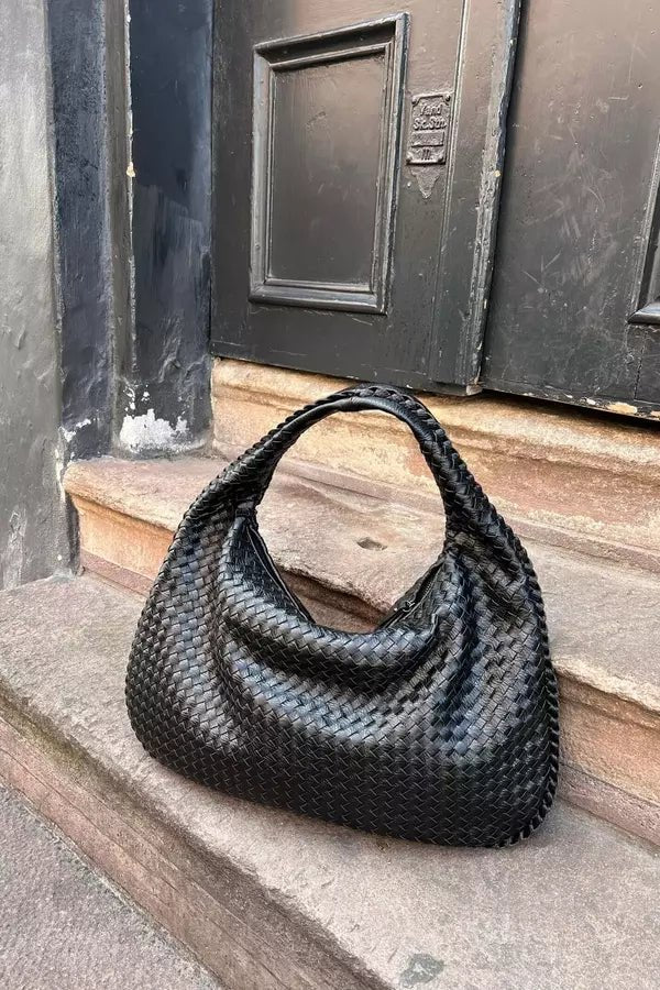 Leona Hobo Bag - PU Leather Woven Everyday Carryall
